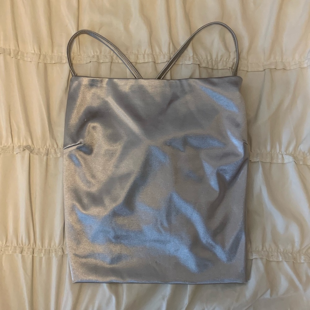 Silver Strappy Tie Back Top